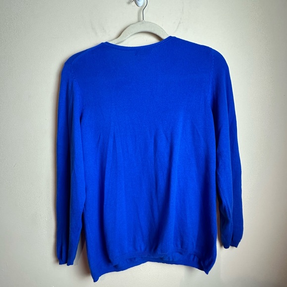 Charter Club Luxury Cashmere Crewneck Sweater with Patches Bright Blue Size XL - Picture 5 of 11